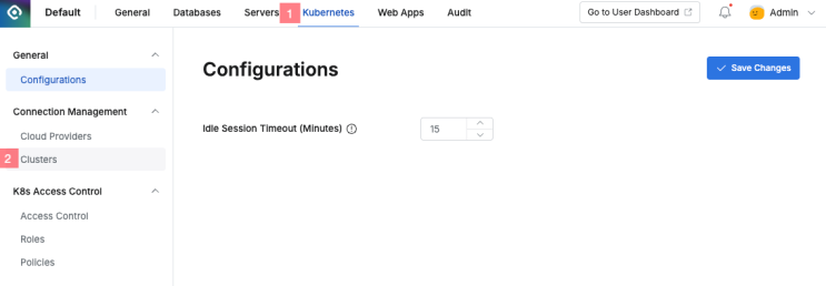 Kubernetes Clusters 메뉴