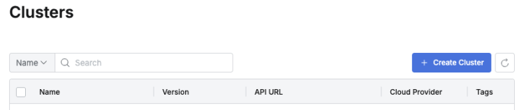 Create Cluster 버튼